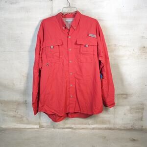 Columbia Mens PFG Fishing Shirt Woven Long Sleeve Vented UPF50 Omni-Shade Sz L